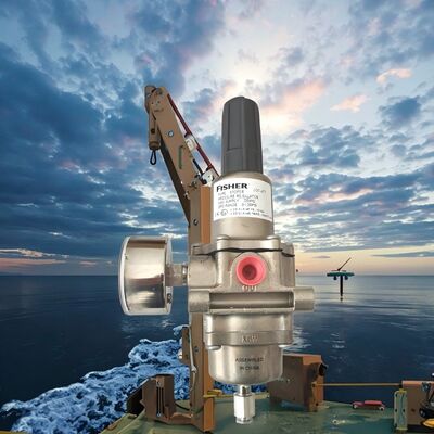 Fisher-gasregulator met een lichaam van roestvrij staal en een inlaatdruk van 250 psi voor offshore-toepassingen